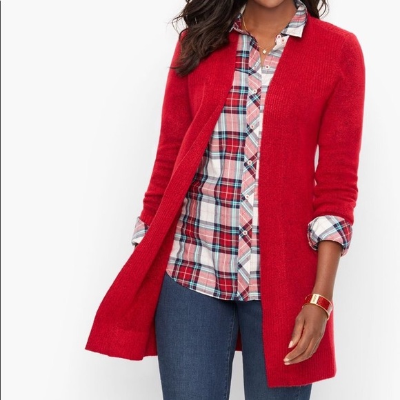 SALE Red Orange Open Front long sleeve Bat Wing Cardigan - Picture 3 of 10